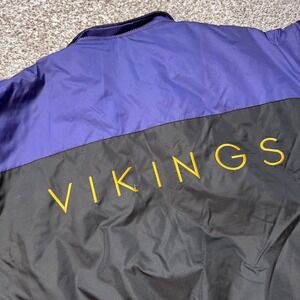 Vintage NFL Minnesota Vikings Purple Black Gold Bomber Jacket‎ Men's XL Made USA